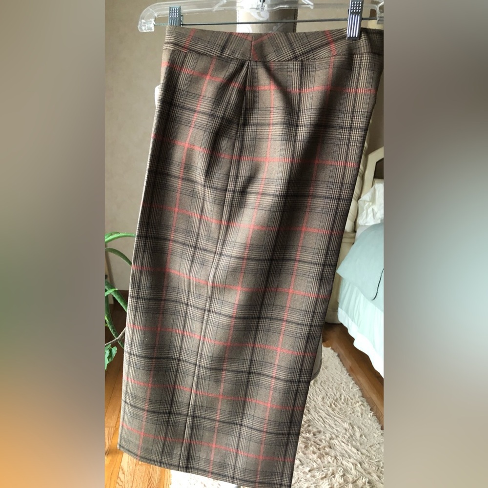 Victoria's Secret Brown and Coral Plaid Culottes
